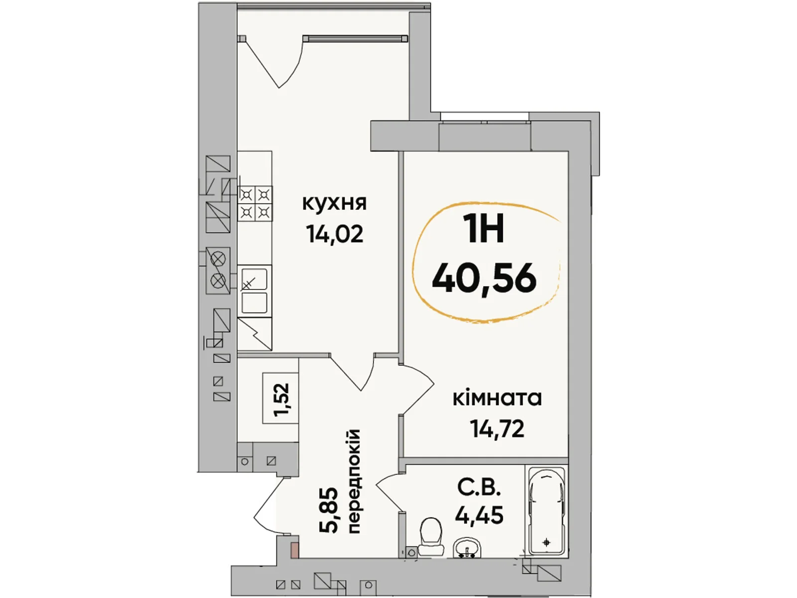 Продается 1-комнатная квартира 40.56 кв. м в Буче, ул. Ивана Кожедуба, 8 - фото 1