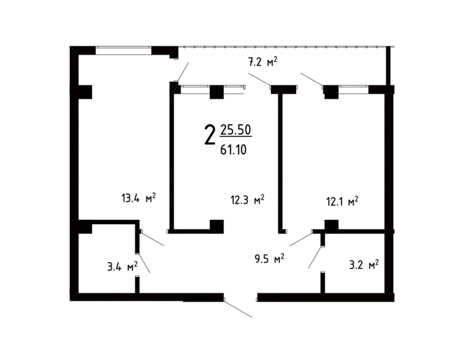 Продается 2-комнатная квартира 61.1 кв. м в Годилове, цена: 64155 $ - фото 1