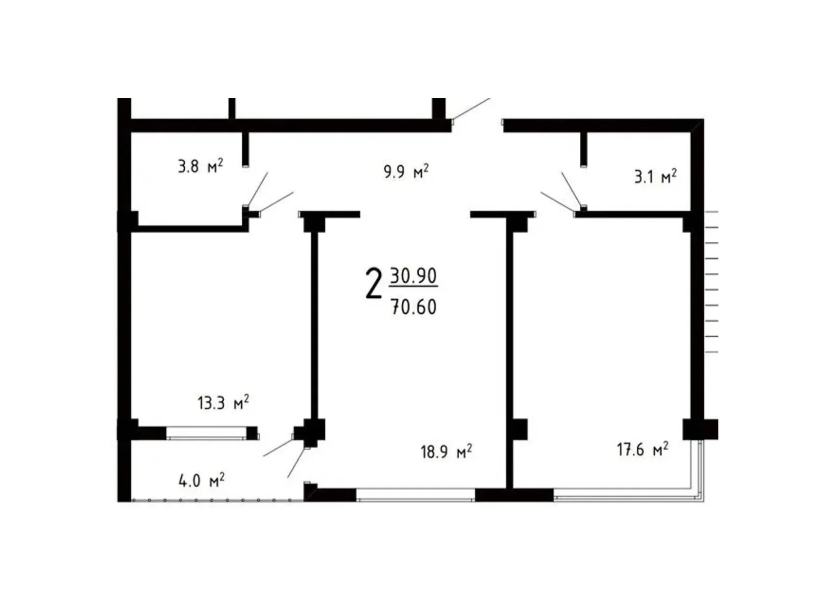 Продается 2-комнатная квартира 70.6 кв. м в Годилове, цена: 74130 $ - фото 1