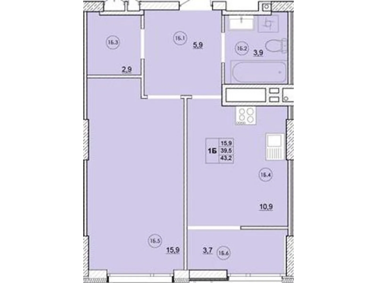 Продается 1-комнатная квартира 42.2 кв. м в Чернигове - фото 1