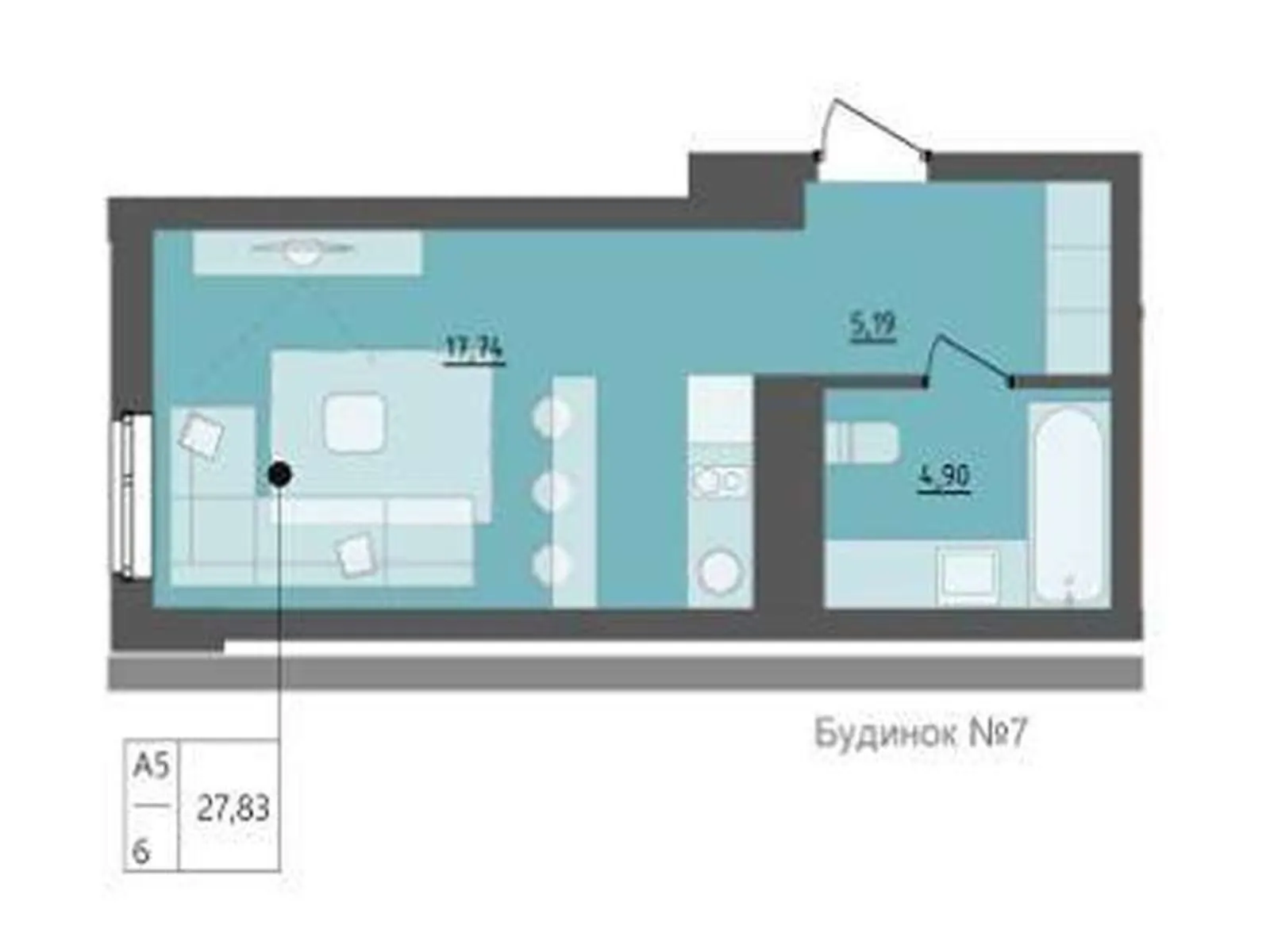 Продается 1-комнатная квартира 27.85 кв. м в Львове - фото 2