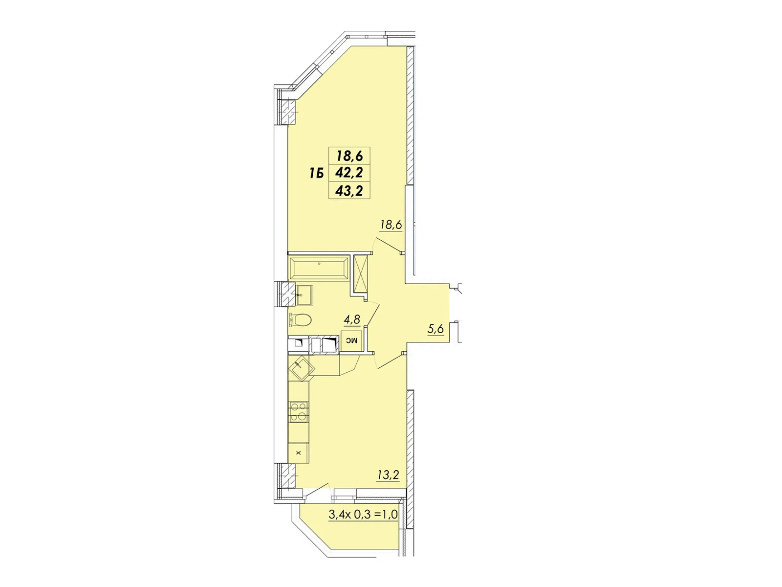 Продается 1-комнатная квартира 43.2 кв. м в Одессе, Овидиопольская дор., 3 - фото 1