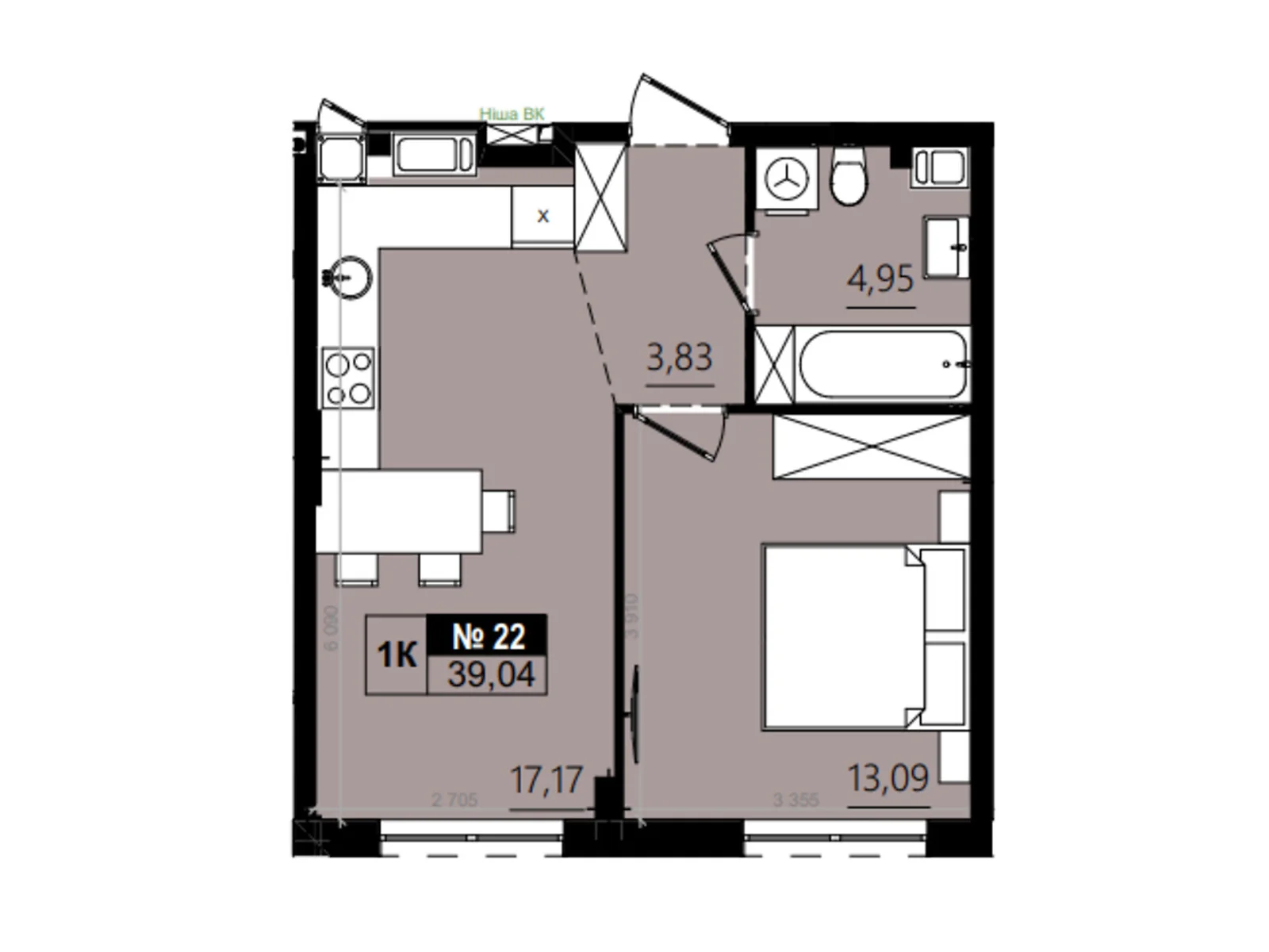 Продается 1-комнатная квартира 39.04 кв. м в Солонке, ул. Стрыйская, 1М - фото 1