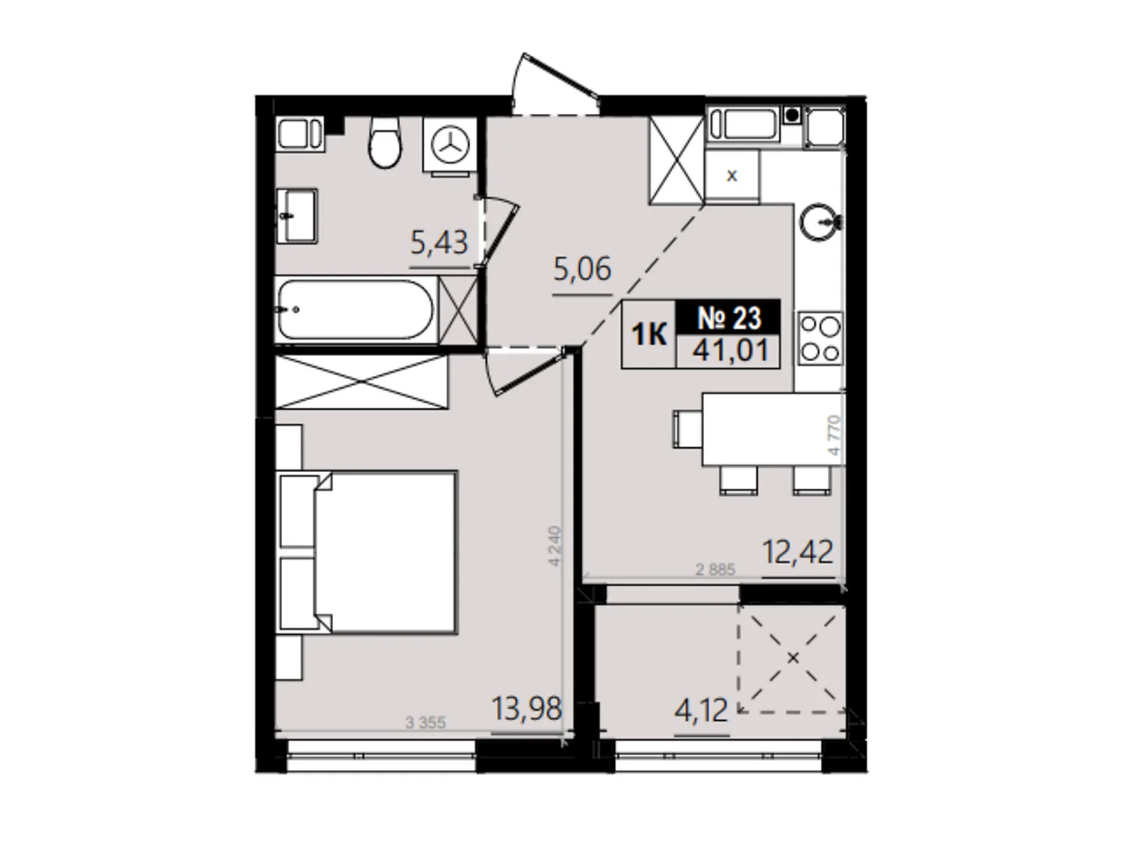 Продается 1-комнатная квартира 41.01 кв. м в Солонке, цена: 41830 $ - фото 1