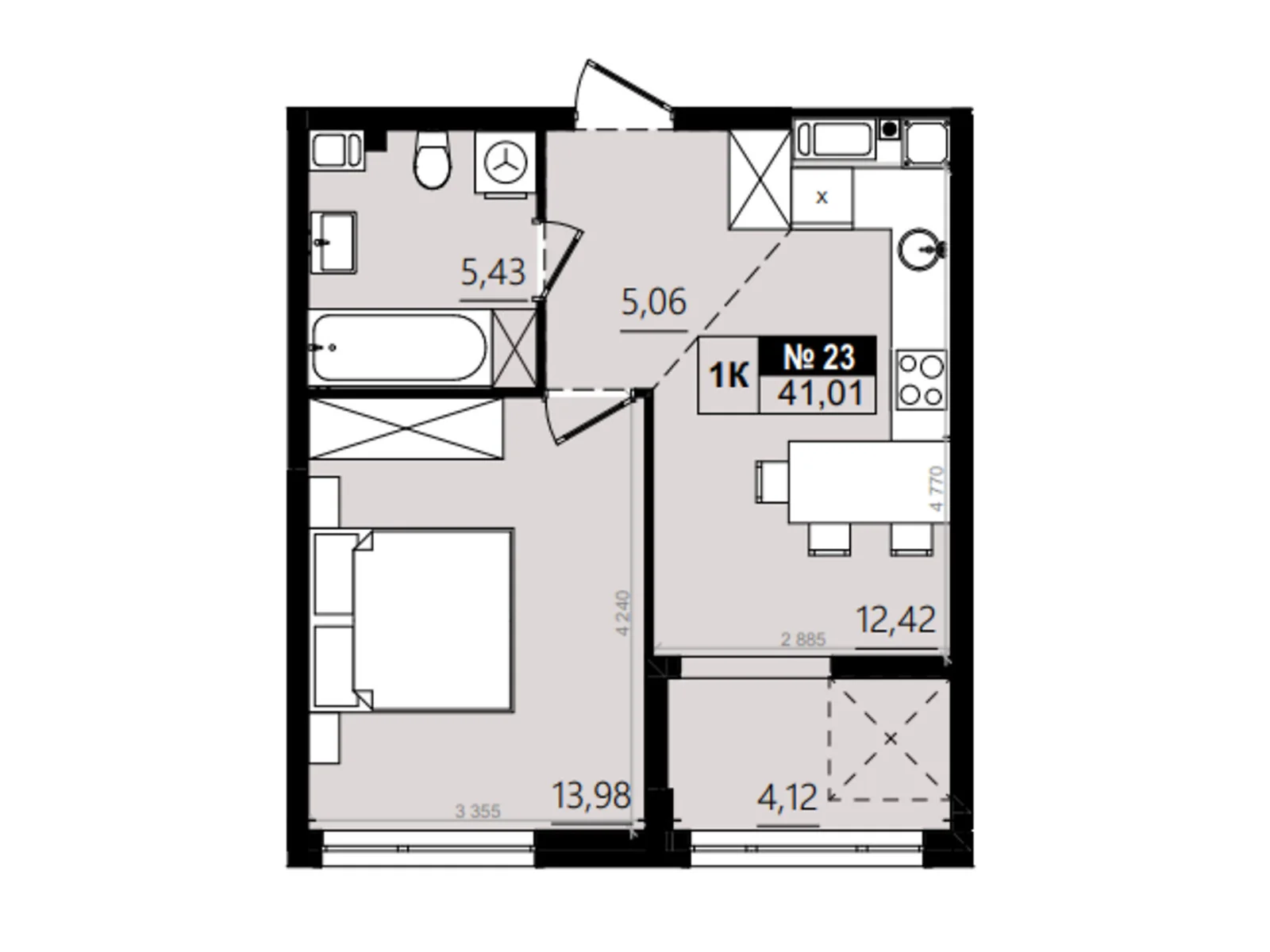 Продається 1-кімнатна квартира 41.01 кв. м у Солонці, вул. Стрийська, 1М - фото 1