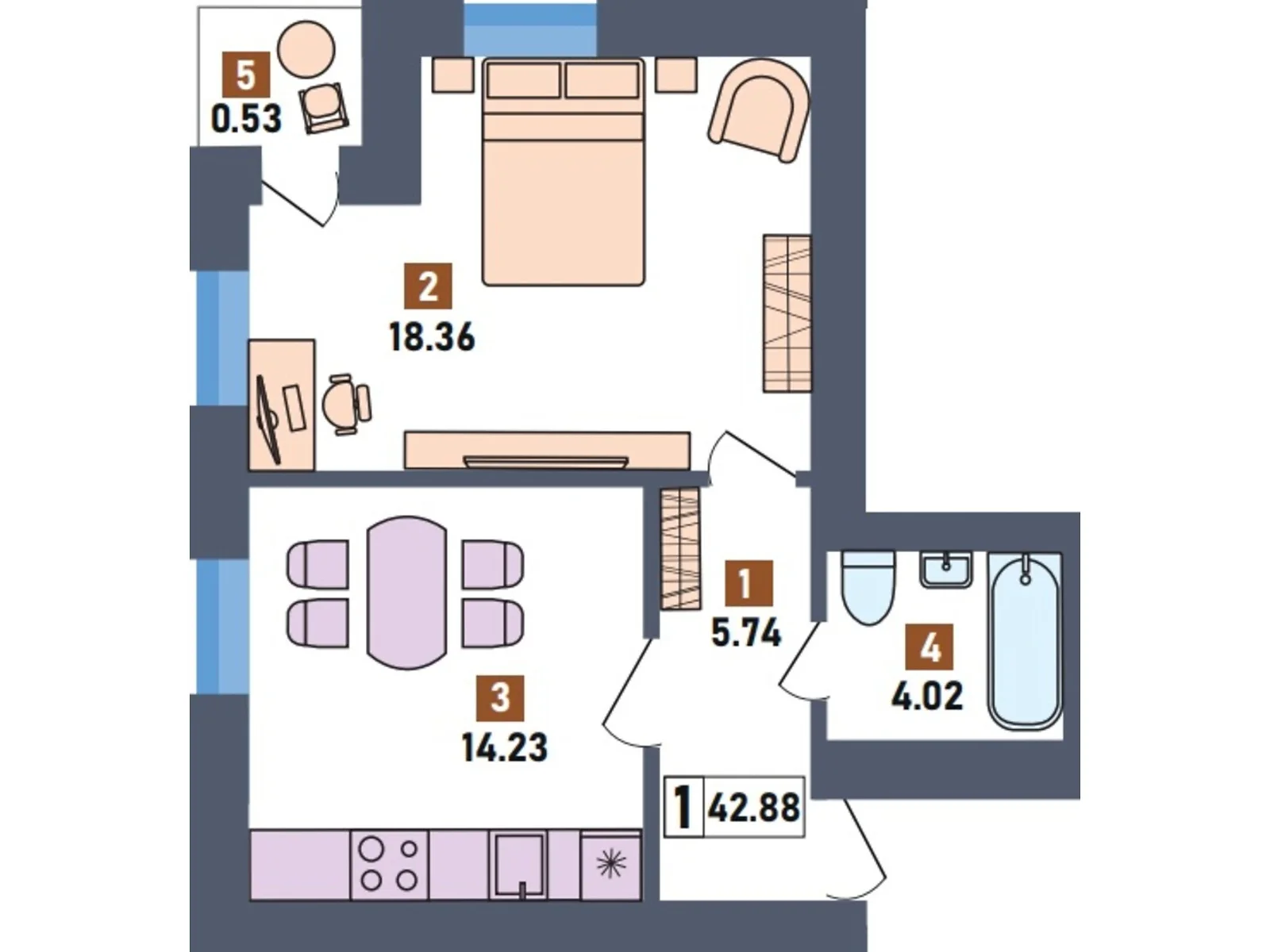 Продається 1-кімнатна квартира 42.88 кв. м у Липинах, цена: 34951 $ - фото 1