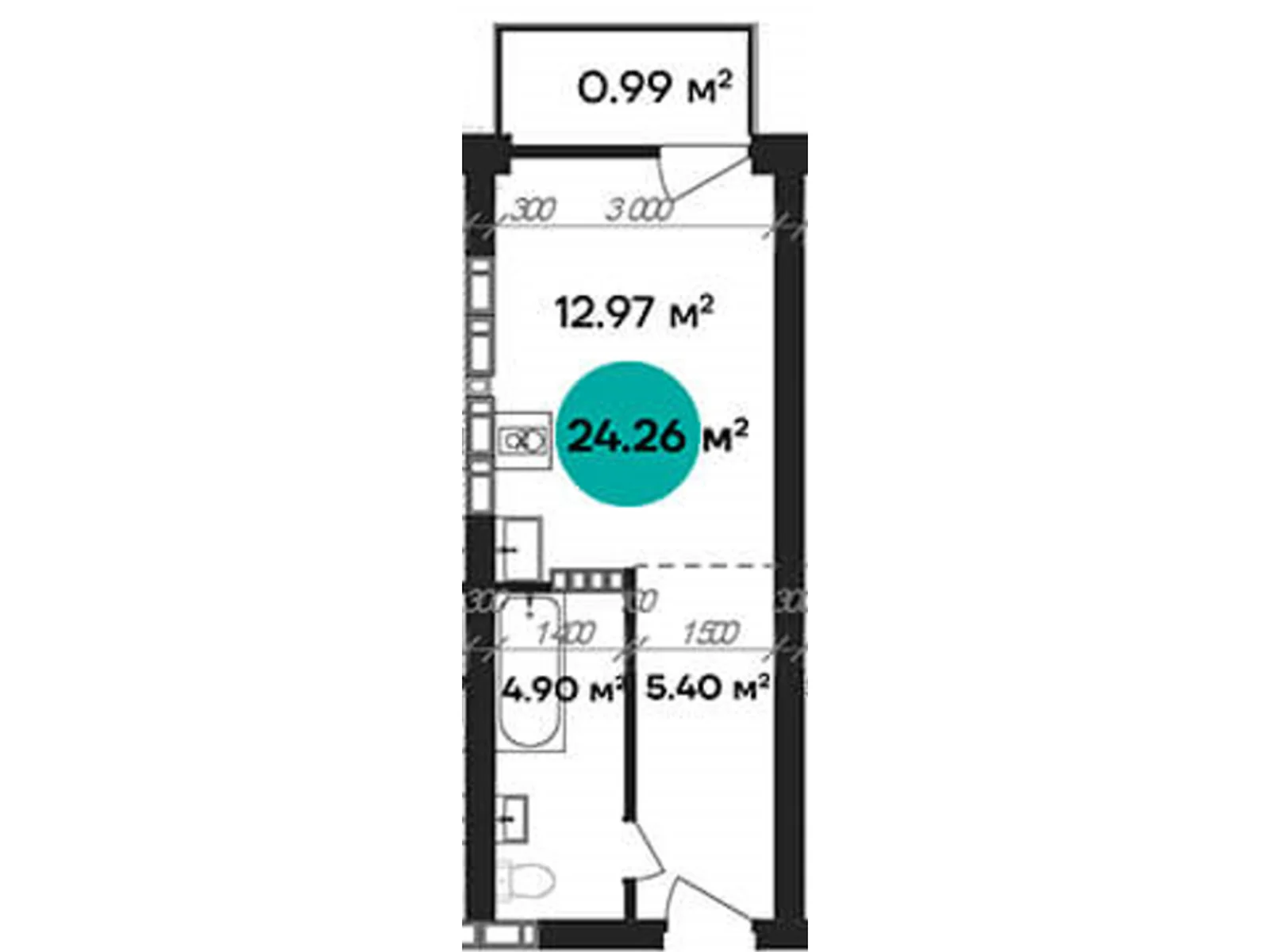 Продается 1-комнатная квартира 24.26 кв. м в Полтаве - фото 1