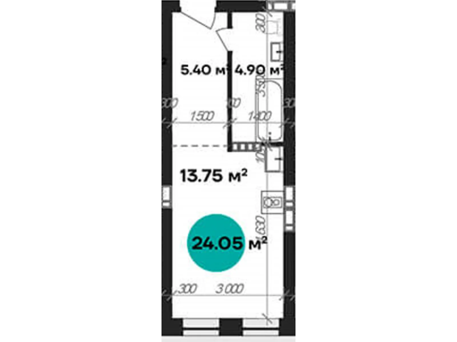 Продается 1-комнатная квартира 24.05 кв. м в Полтаве, цена: 33670 $ - фото 1