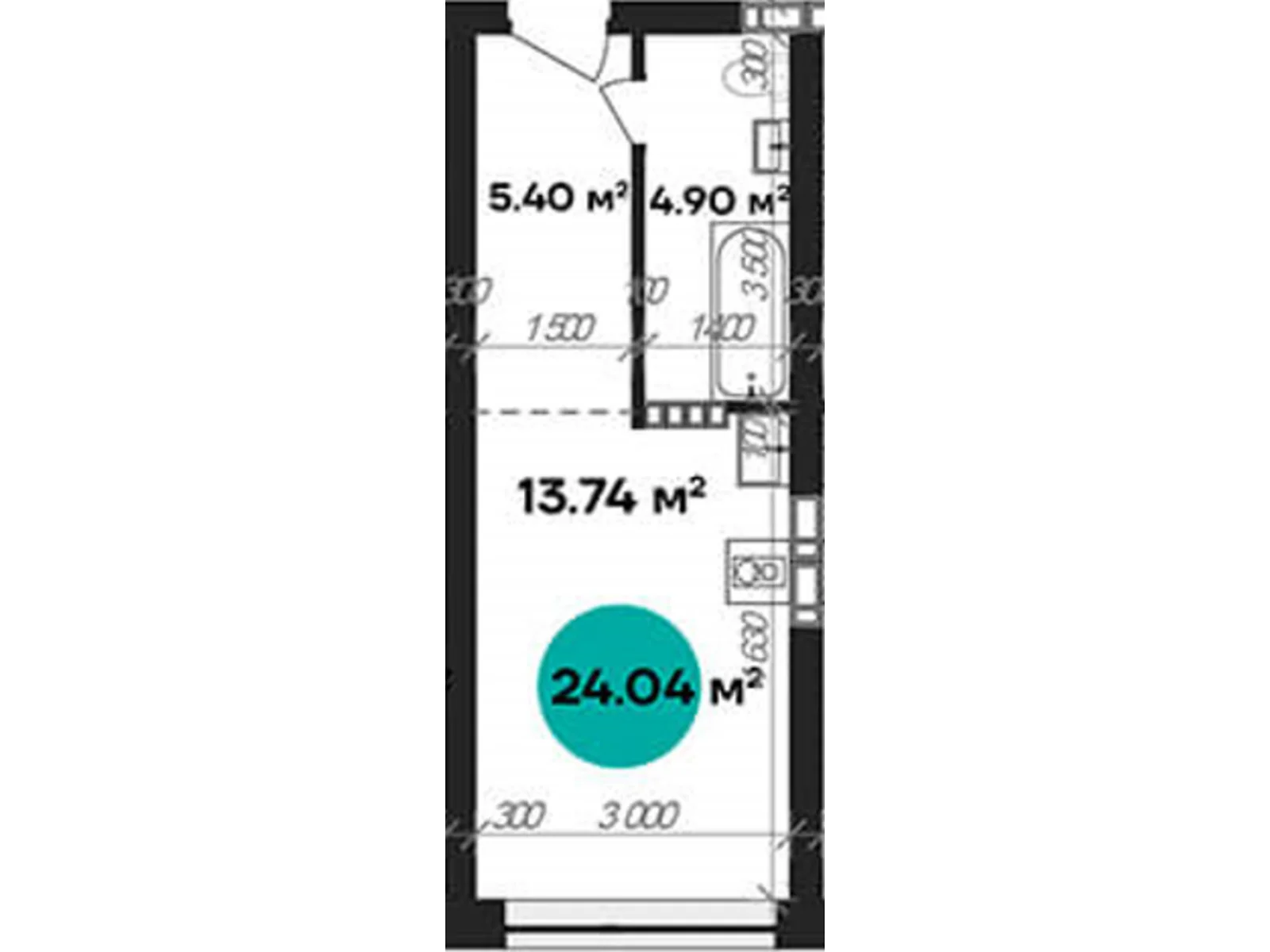 Продается 1-комнатная квартира 24.04 кв. м в Полтаве, цена: 33656 $ - фото 1