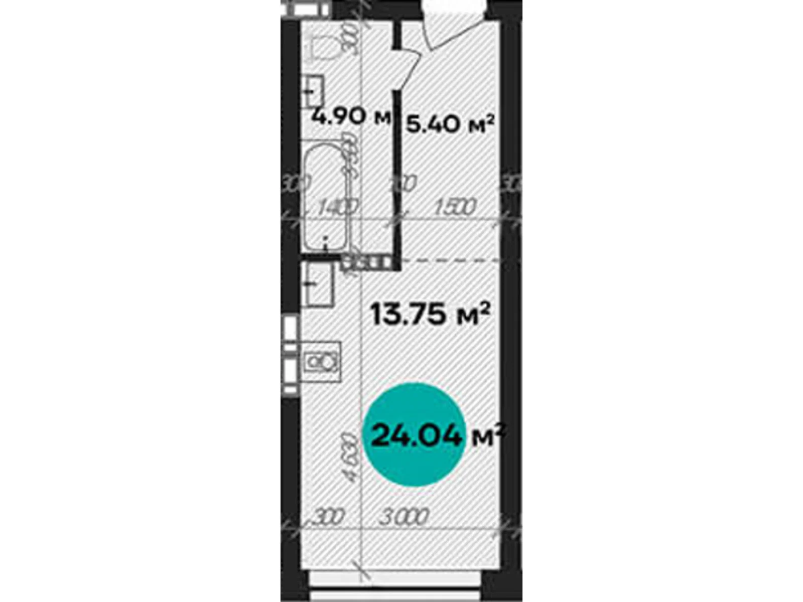 Продается 1-комнатная квартира 24.04 кв. м в Полтаве, цена: 33656 $ - фото 1