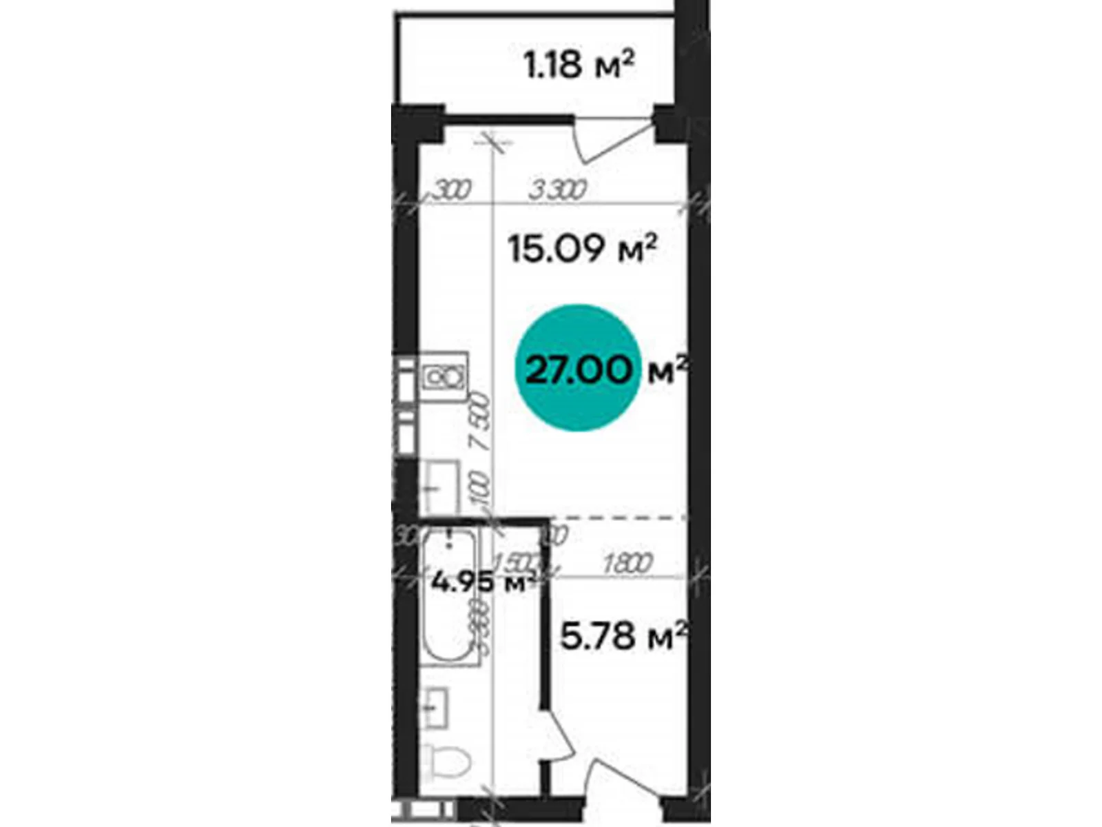 Продается 1-комнатная квартира 27 кв. м в Полтаве, цена: 32400 $ - фото 1