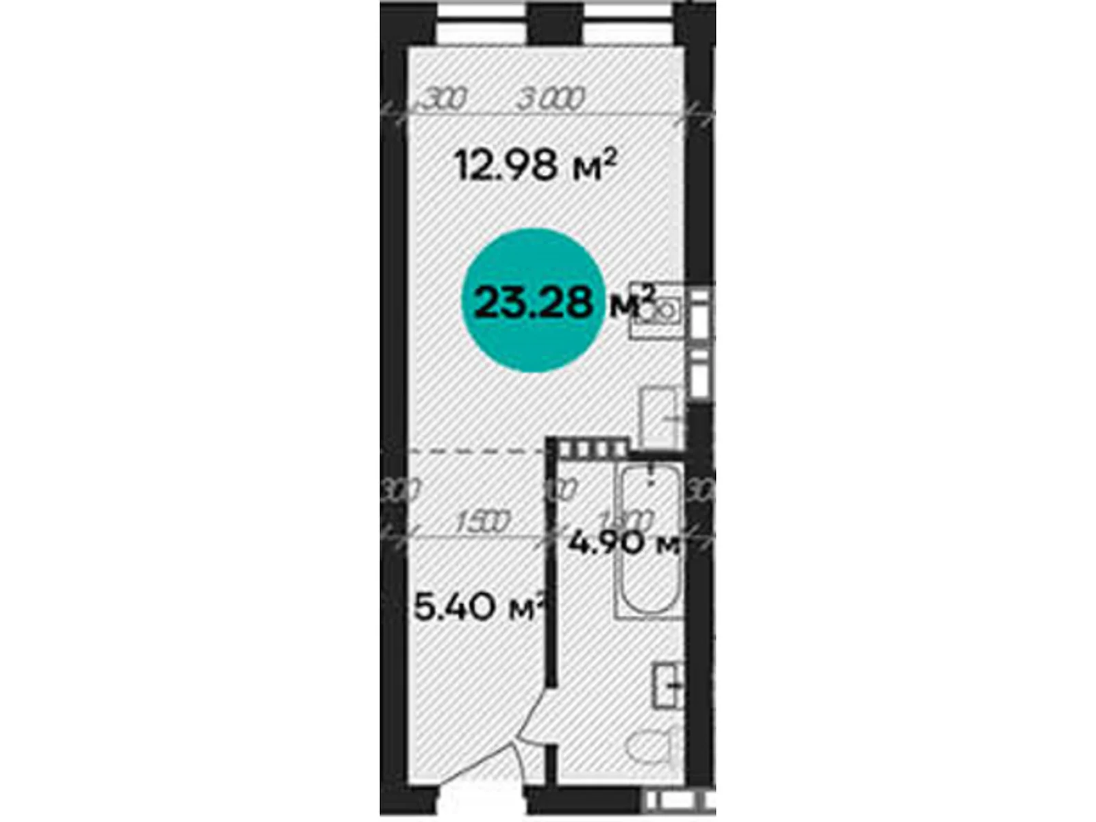 Продается 1-комнатная квартира 23.28 кв. м в Полтаве, цена: 27936 $ - фото 1