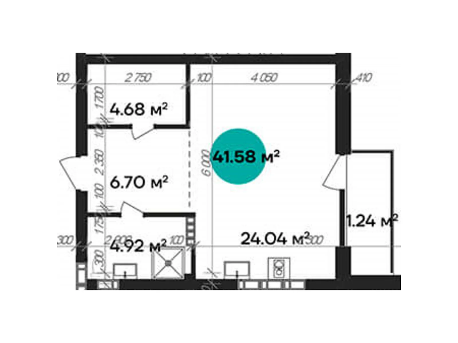Продается 1-комнатная квартира 41.58 кв. м в Полтаве - фото 1