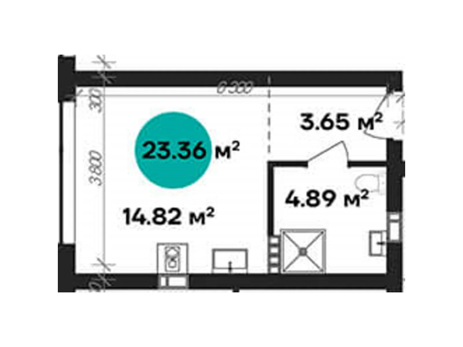 Продается 1-комнатная квартира 23.36 кв. м в Полтаве, цена: 31536 $ - фото 1