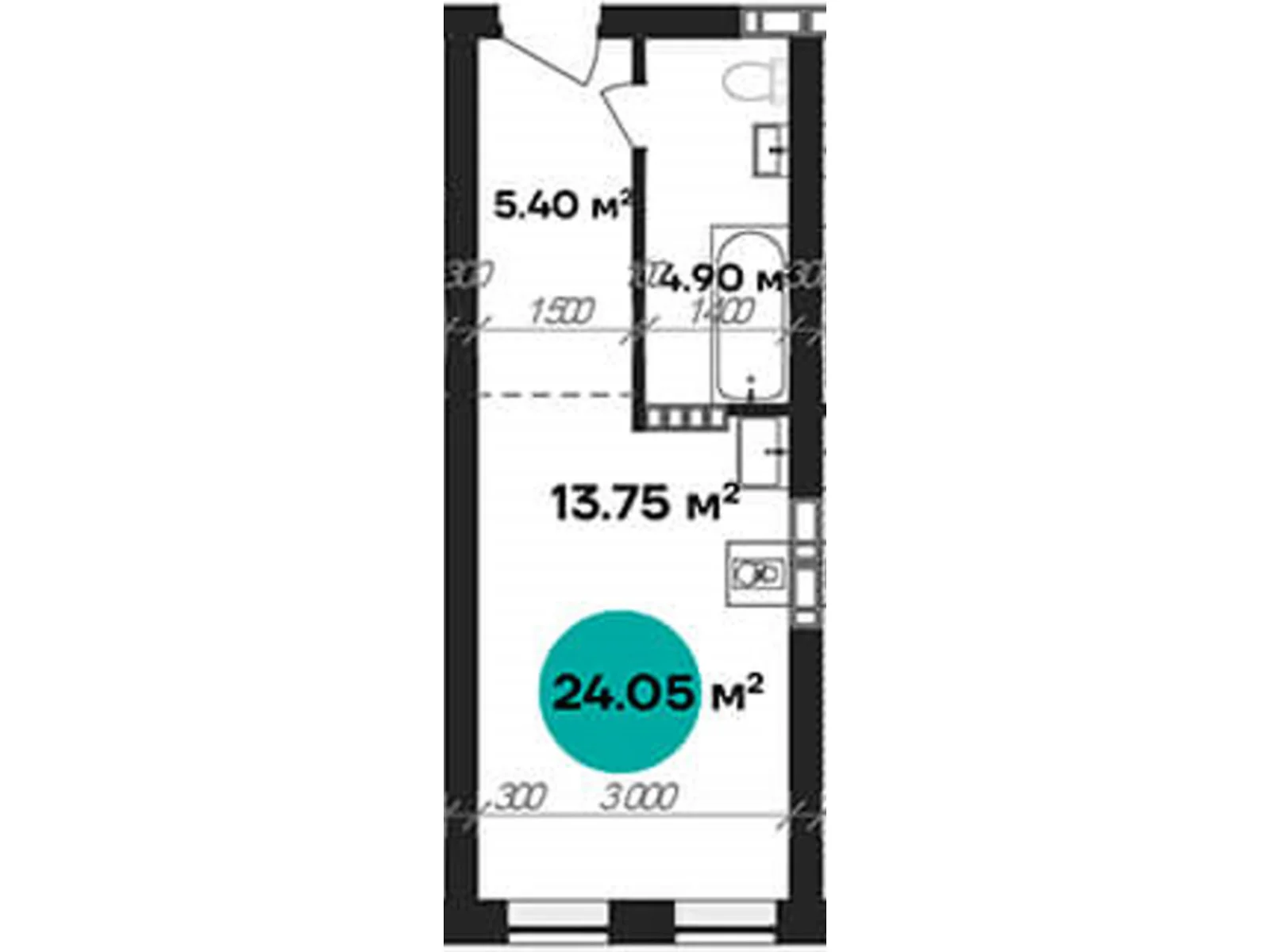 Продається 1-кімнатна квартира 24.05 кв. м у Полтаві, цена: 34151 $ - фото 1