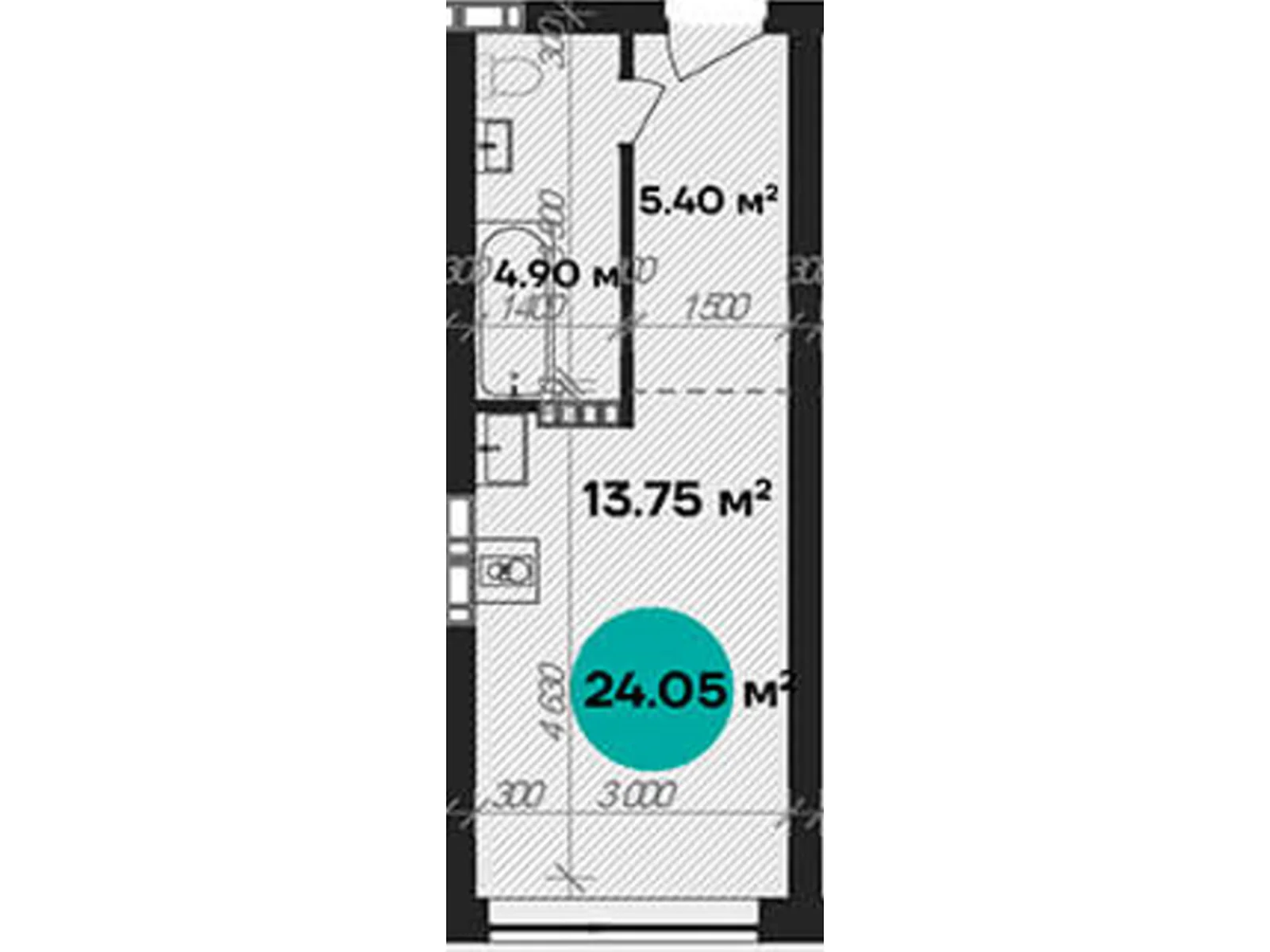 Продается 1-комнатная квартира 24.05 кв. м в Полтаве, цена: 34151 $ - фото 1