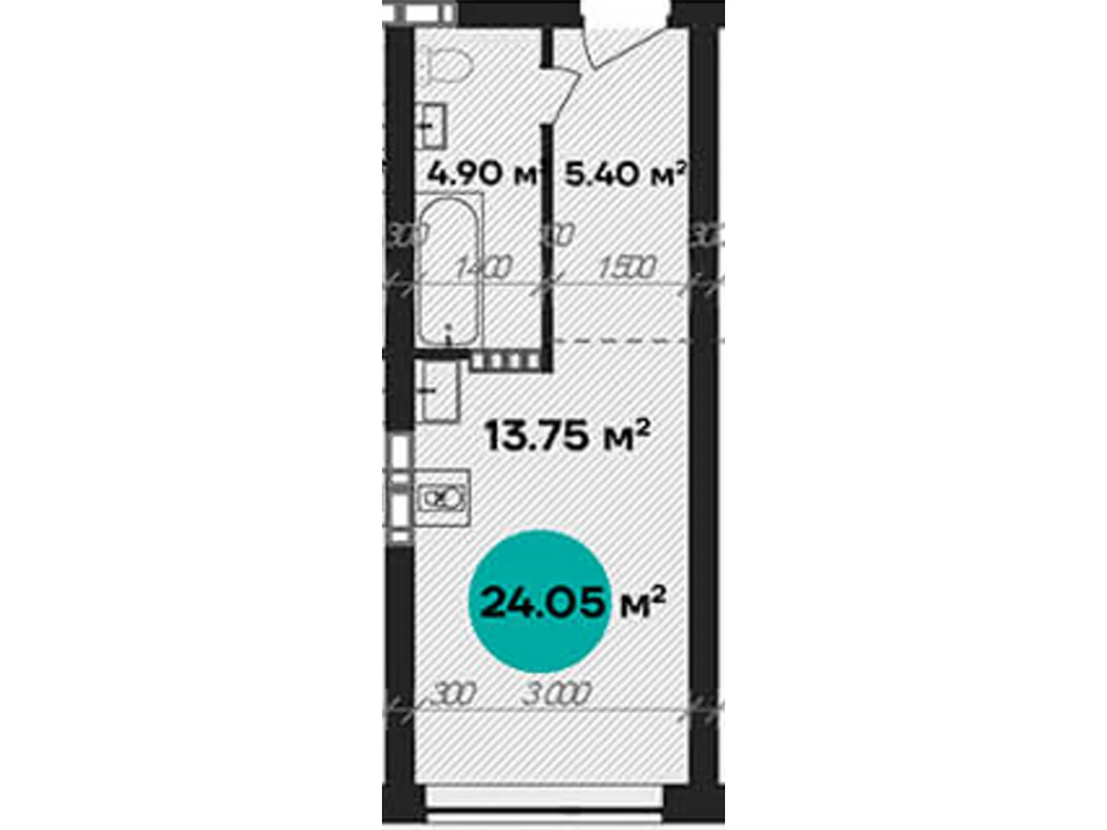 Продається 1-кімнатна квартира 24.05 кв. м у Полтаві, цена: 34151 $