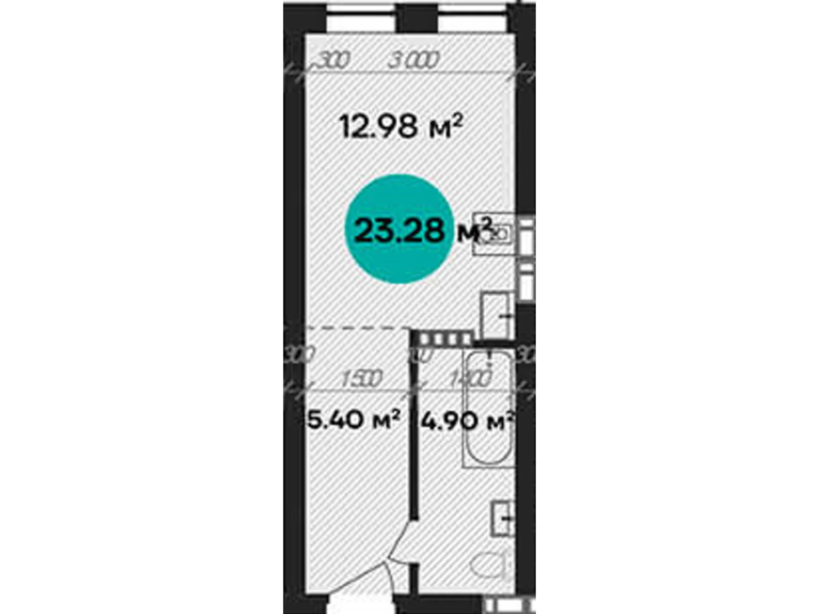 Продається 1-кімнатна квартира 23.28 кв. м у Полтаві, цена: 27936 $ - фото 1