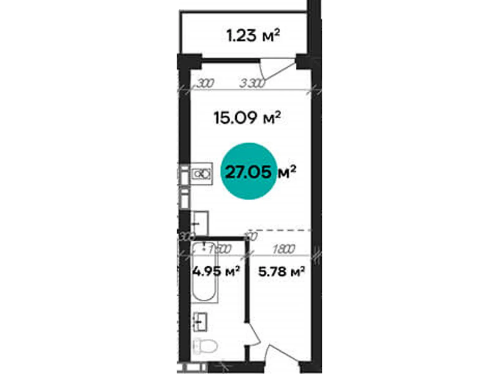 Продается 1-комнатная квартира 27.05 кв. м в Полтаве, цена: 32460 $ - фото 1
