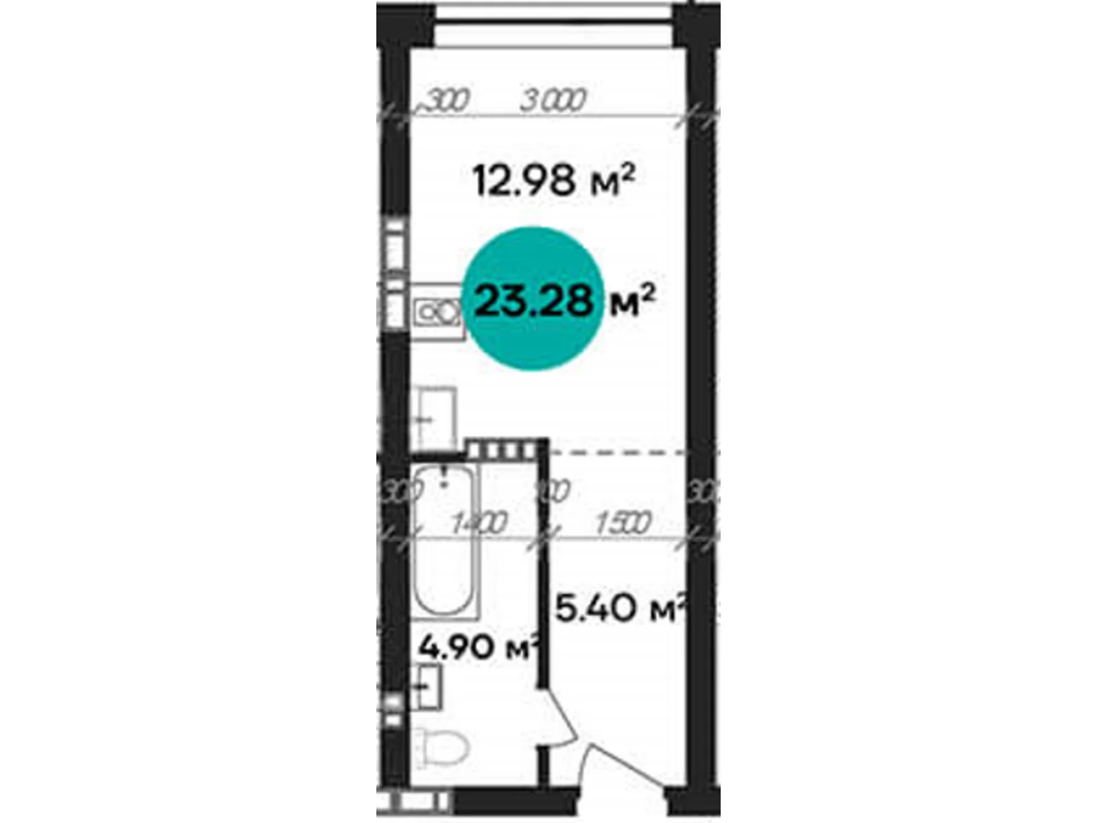 Продается 1-комнатная квартира 23.28 кв. м в Полтаве, цена: 27936 $ - фото 1