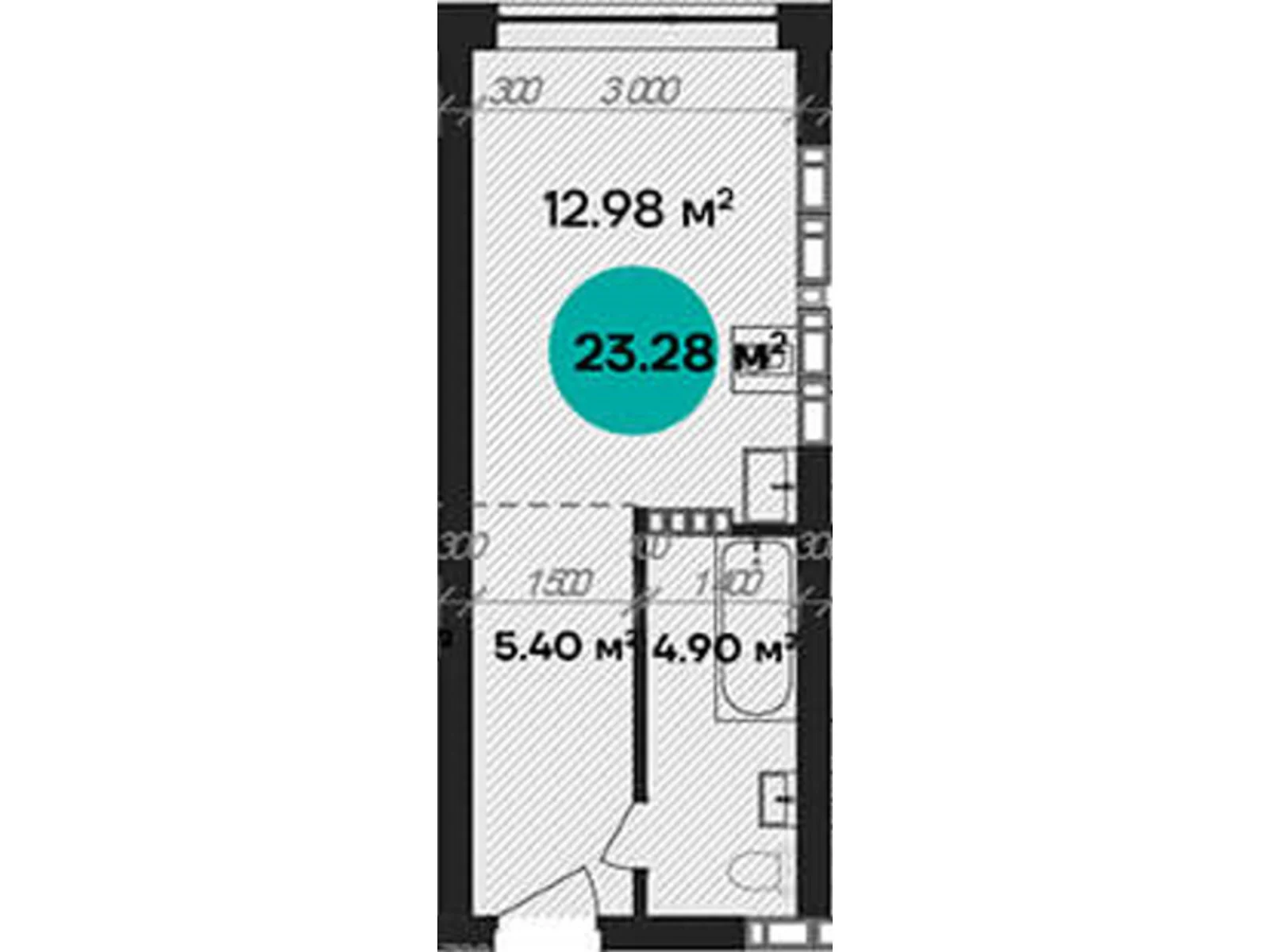 Продается 1-комнатная квартира 23.28 кв. м в Полтаве, цена: 27936 $ - фото 1