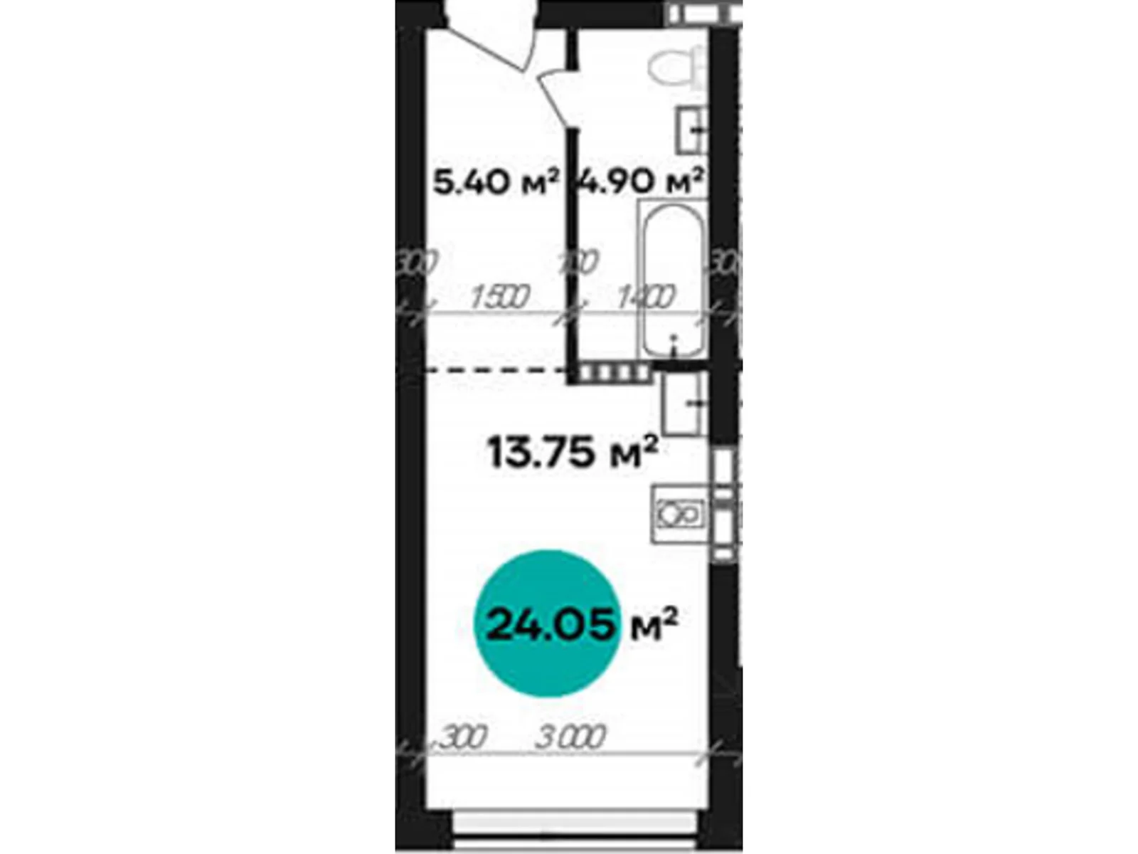 Продається 1-кімнатна квартира 24.05 кв. м у Полтаві, цена: 34151 $