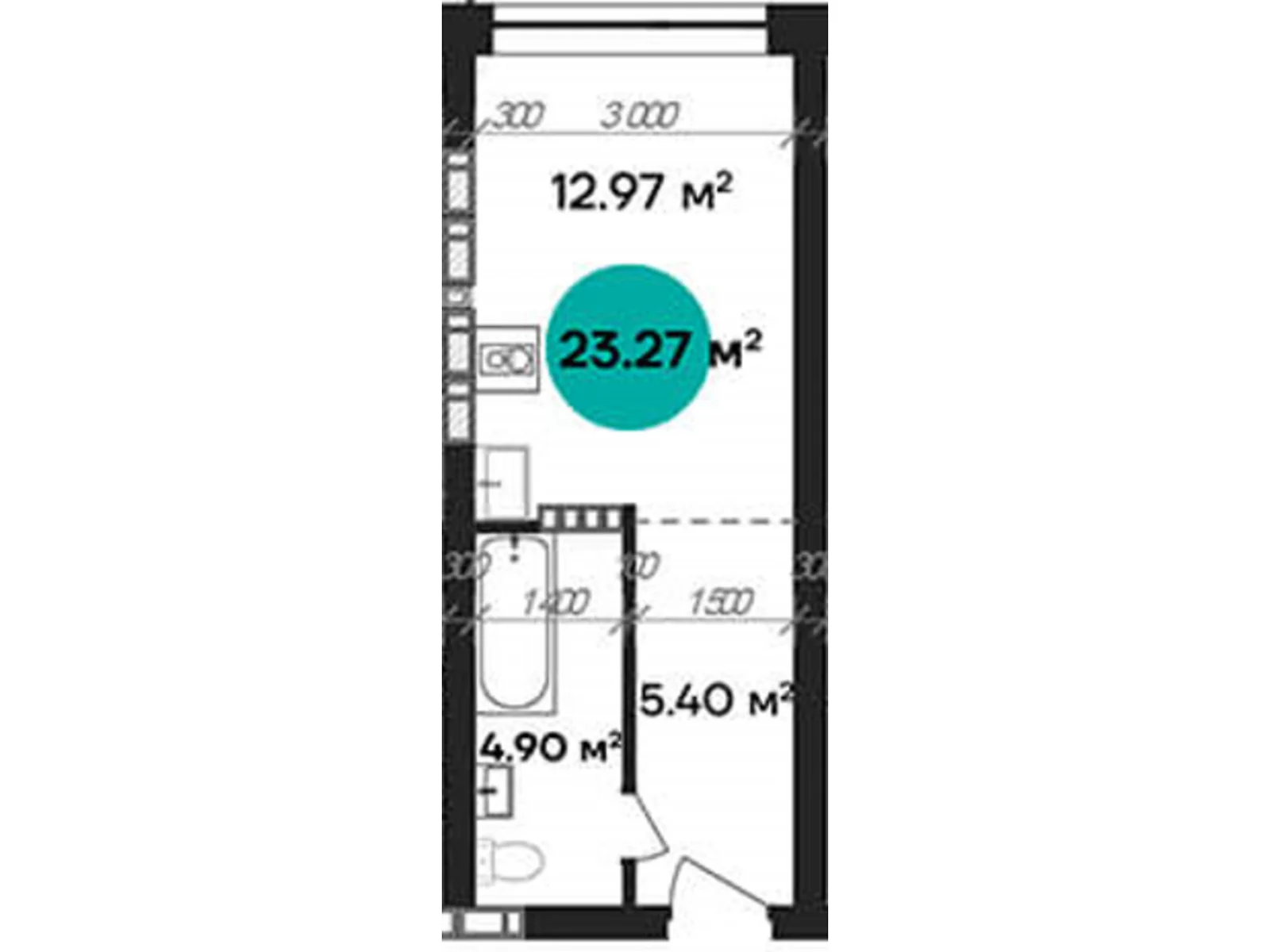 Продается 1-комнатная квартира 23.27 кв. м в Полтаве, цена: 27924 $ - фото 1