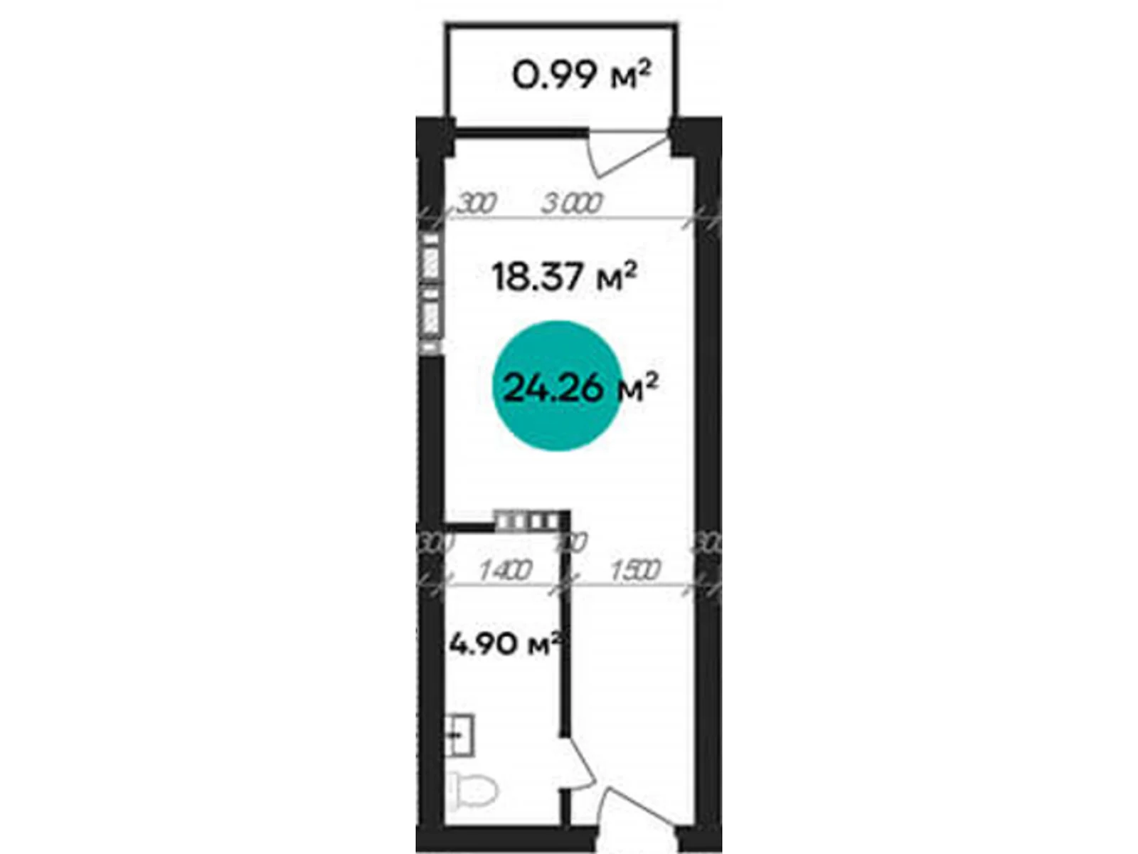 Продається 1-кімнатна квартира 24.26 кв. м у Полтаві, цена: 29112 $