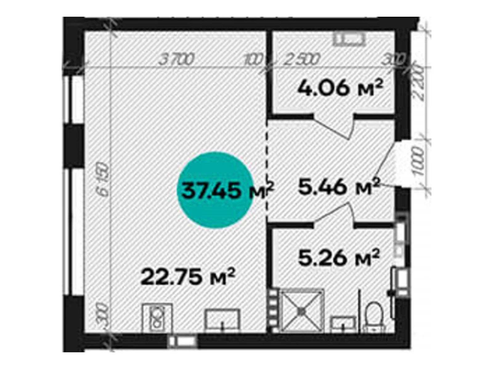 Продається 1-кімнатна квартира 37.45 кв. м у Полтаві, цена: 47562 $ - фото 1