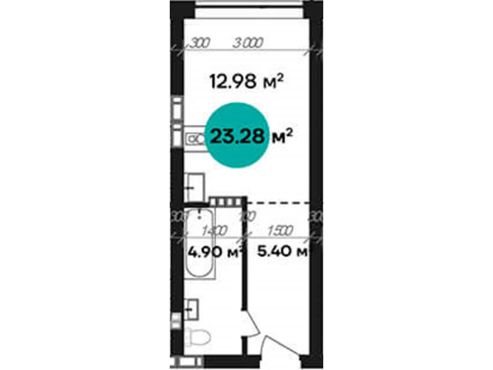 Продается 1-комнатная квартира 23.28 кв. м в Полтаве, цена: 27936 $ - фото 1