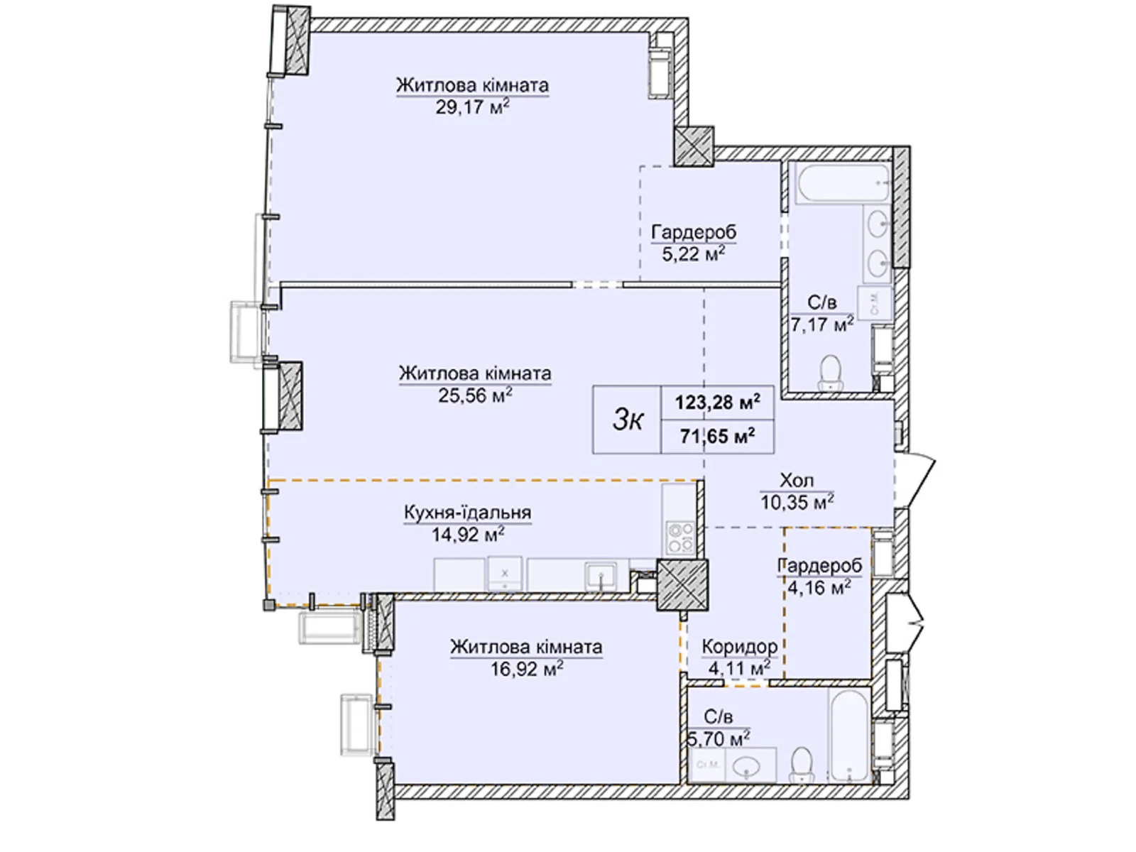 Продается 3-комнатная квартира 123.28 кв. м в Киеве, ул. Андрея Верхогляда(Драгомирова), 1-20А - фото 1