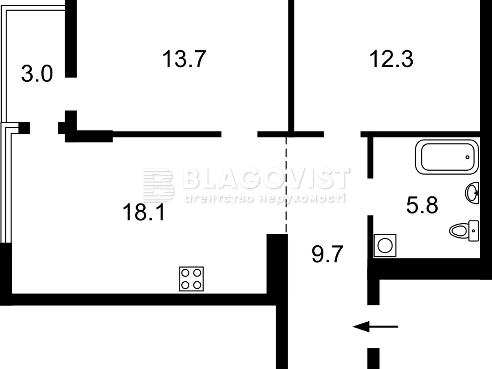 Продается 2-комнатная квартира 59.4 кв. м в Киеве, ул. Александра Олеся, 5 - фото 1