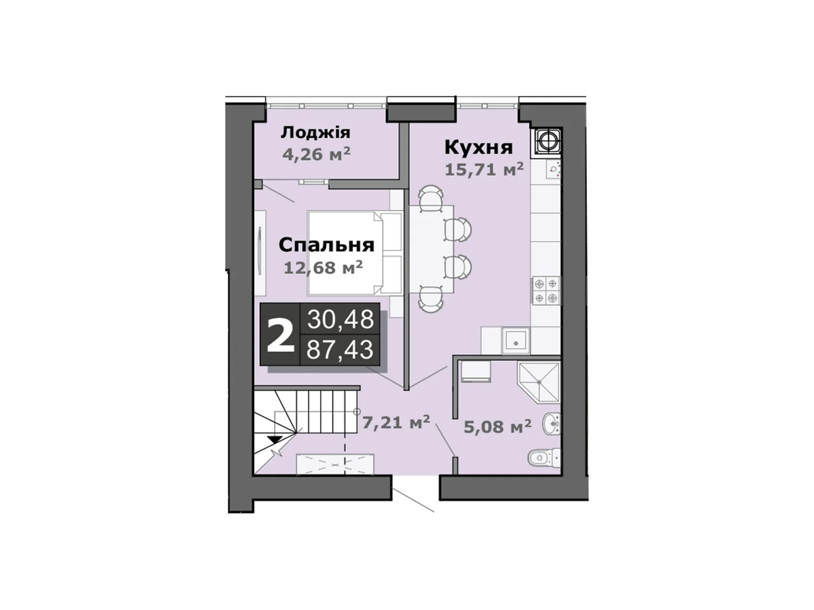 Продається 2-кімнатна квартира 87.43 кв. м у Липинах, вул. Теремнівська, 102-102А - фото 1