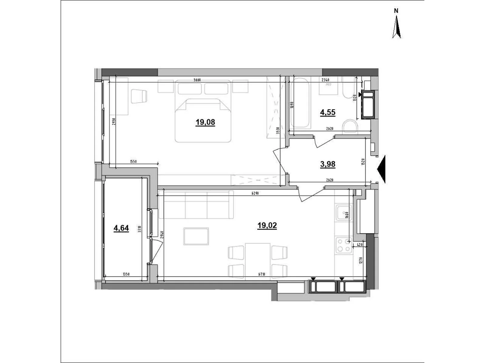 Продается 1-комнатная квартира 51.28 кв. м в Киеве, ул. Коновальца Евгения, 30 - фото 1