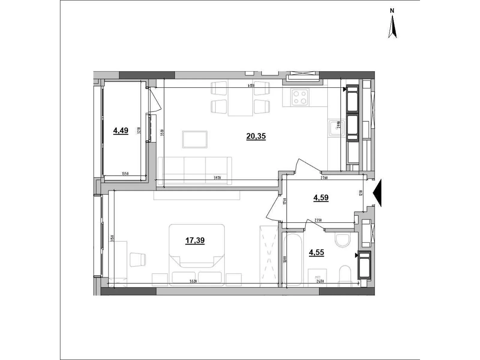 Продается 1-комнатная квартира 51.37 кв. м в Киеве, ул. Коновальца Евгения, 30 - фото 1