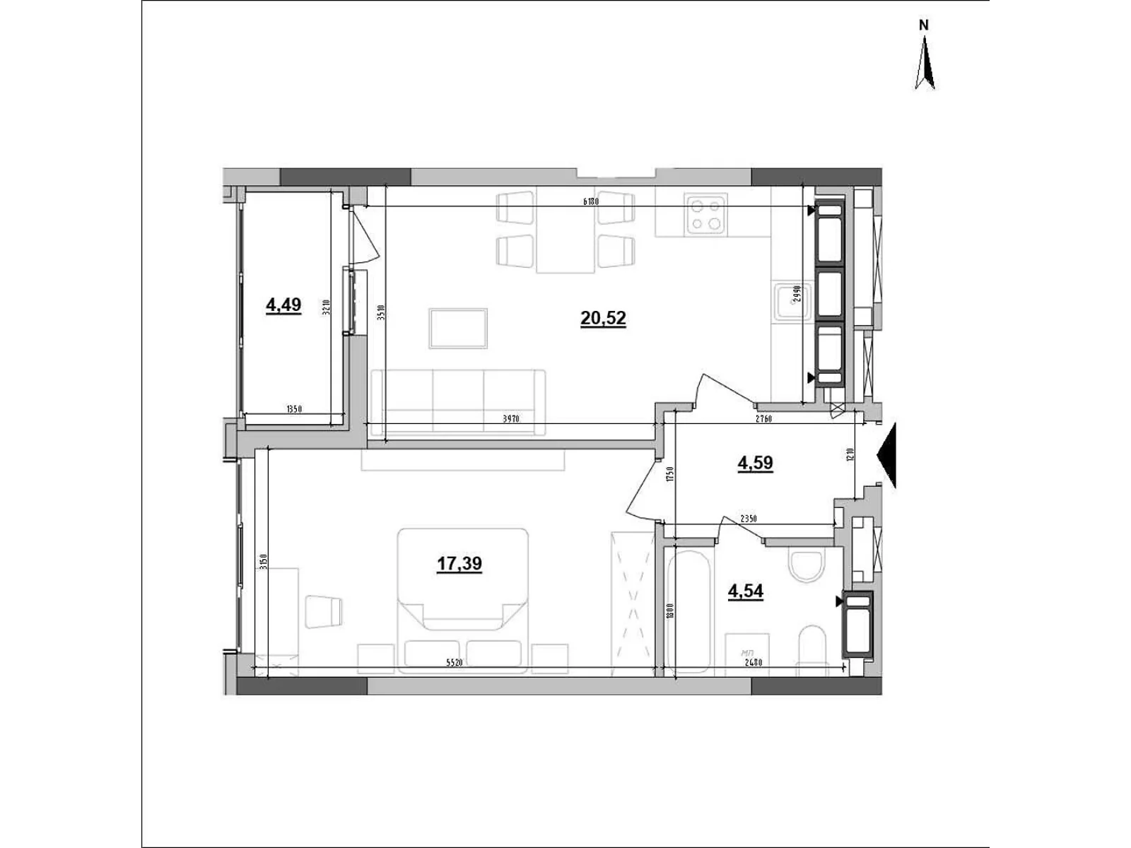 Продается 1-комнатная квартира 51.53 кв. м в Киеве, ул. Коновальца Евгения, 30 - фото 1