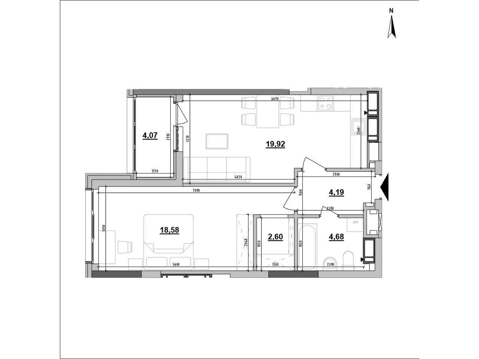 Продается 1-комнатная квартира 54.05 кв. м в Киеве - фото 1