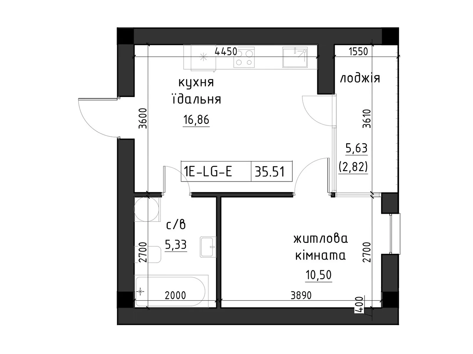 Продается 1-комнатная квартира 38.32 кв. м в Ужгороде, ул. Василия Гаджеги(Радищева), 1 - фото 1