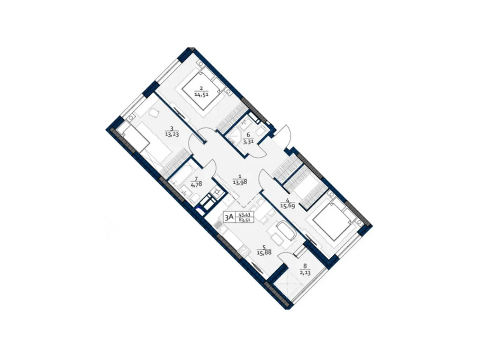 Продается 3-комнатная квартира 83.51 кв. м в Киеве, ул. Семьи Кульженков, 22 - фото 1