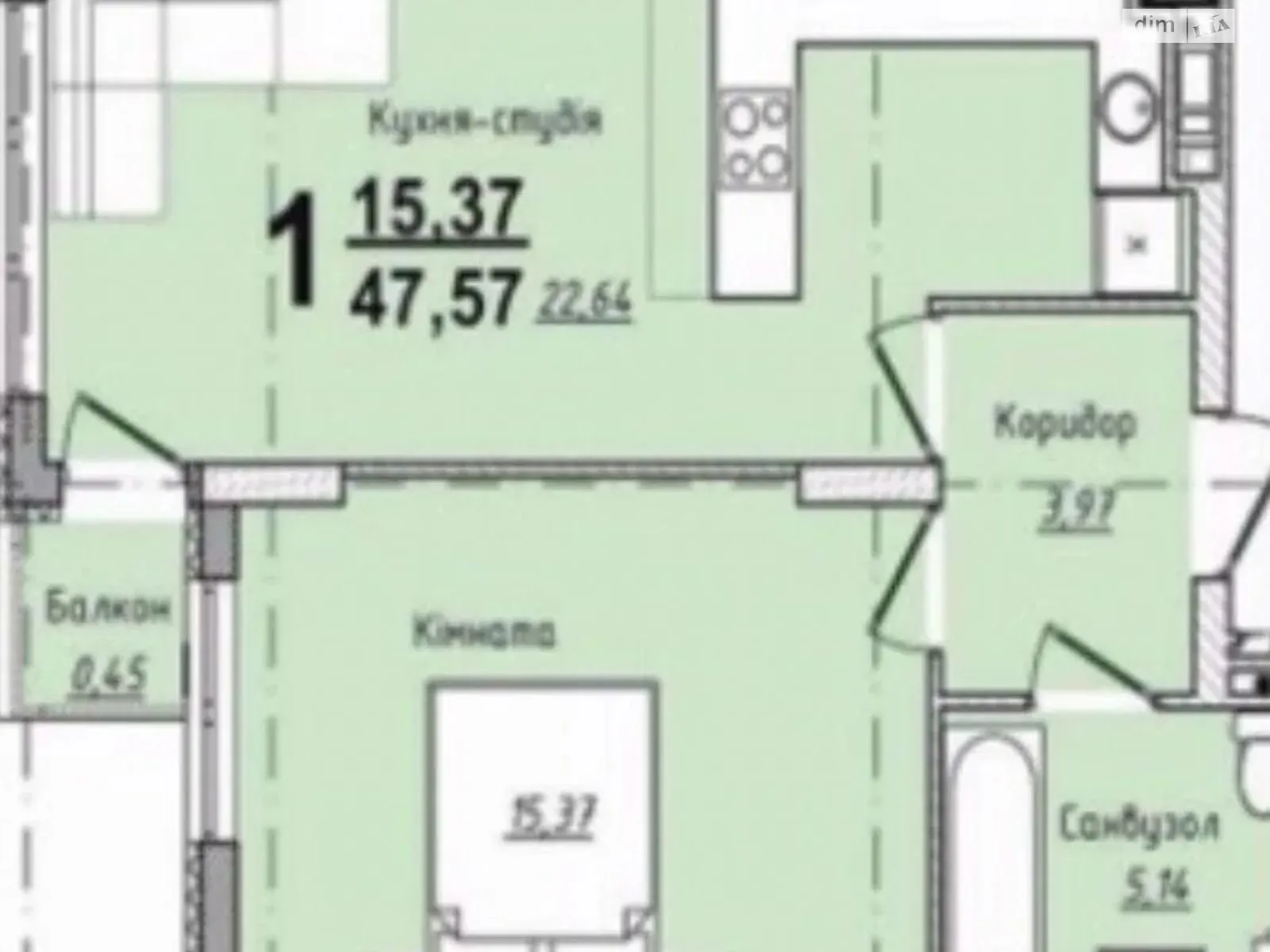 Продається 1-кімнатна квартира 48 кв. м у Сокільниках, вул. Трускавецька, 131 - фото 1