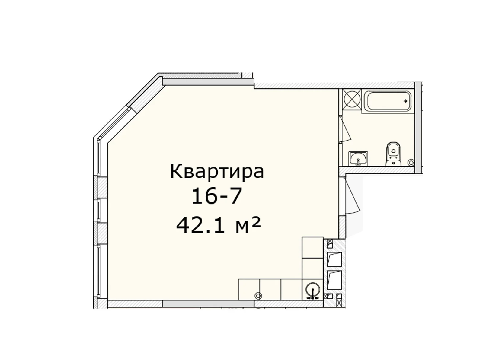 Продается 1-комнатная квартира 42.1 кв. м в Днепре, просп. Слобожанский, 29А - фото 1