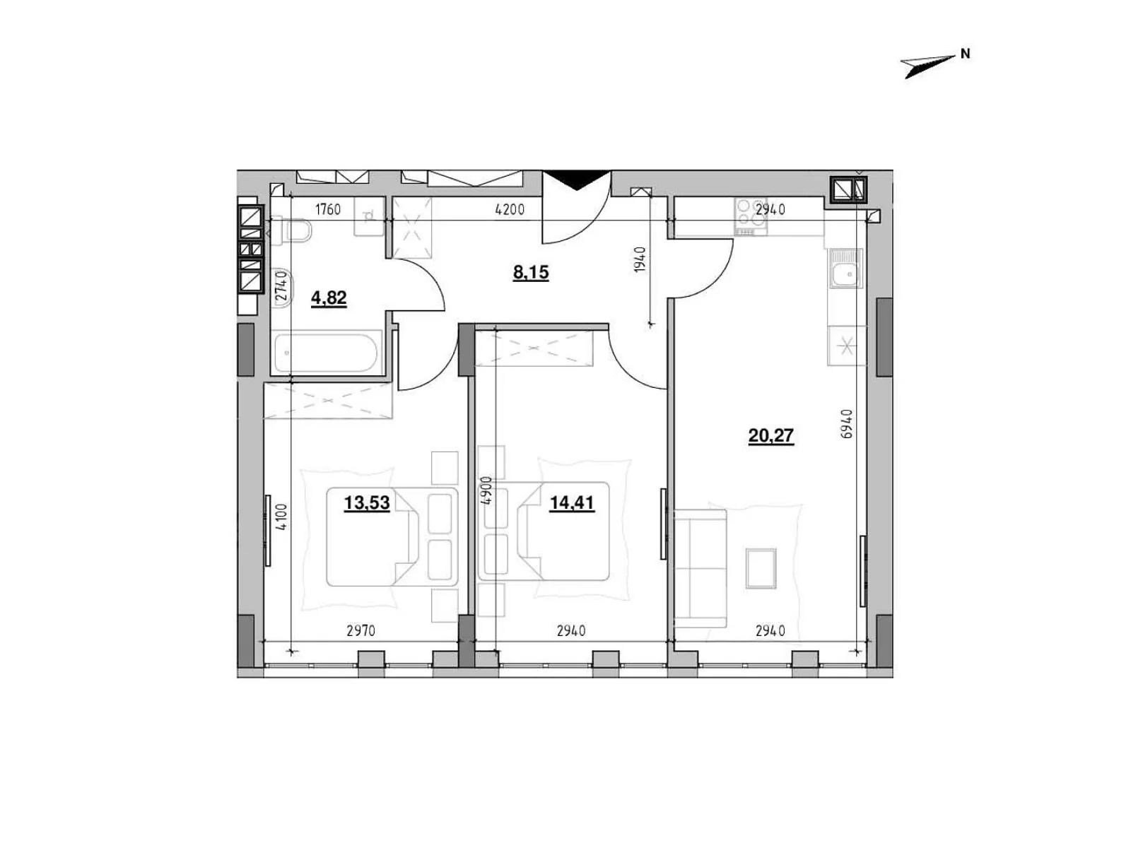 Продається 2-кімнатна квартира 61.18 кв. м у Львові, цена: 83607 $ - фото 1