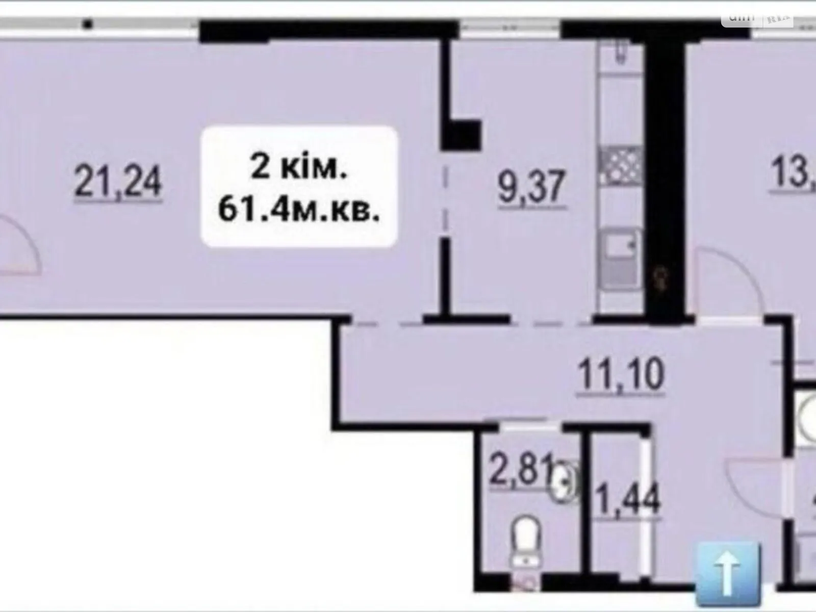 Продается 2-комнатная квартира 62 кв. м в Ивано-Франковске, цена: 69500 $ - фото 1