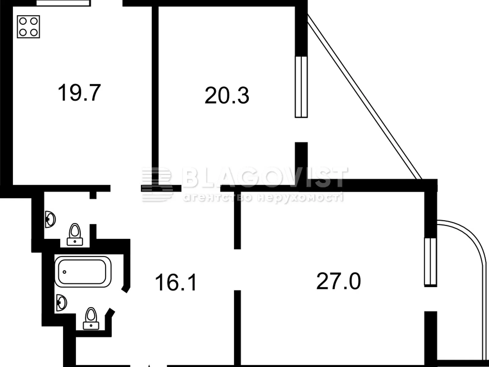 Продается 2-комнатная квартира 94 кв. м в Киеве, ул. Вячеслава Черновола, 2 - фото 1