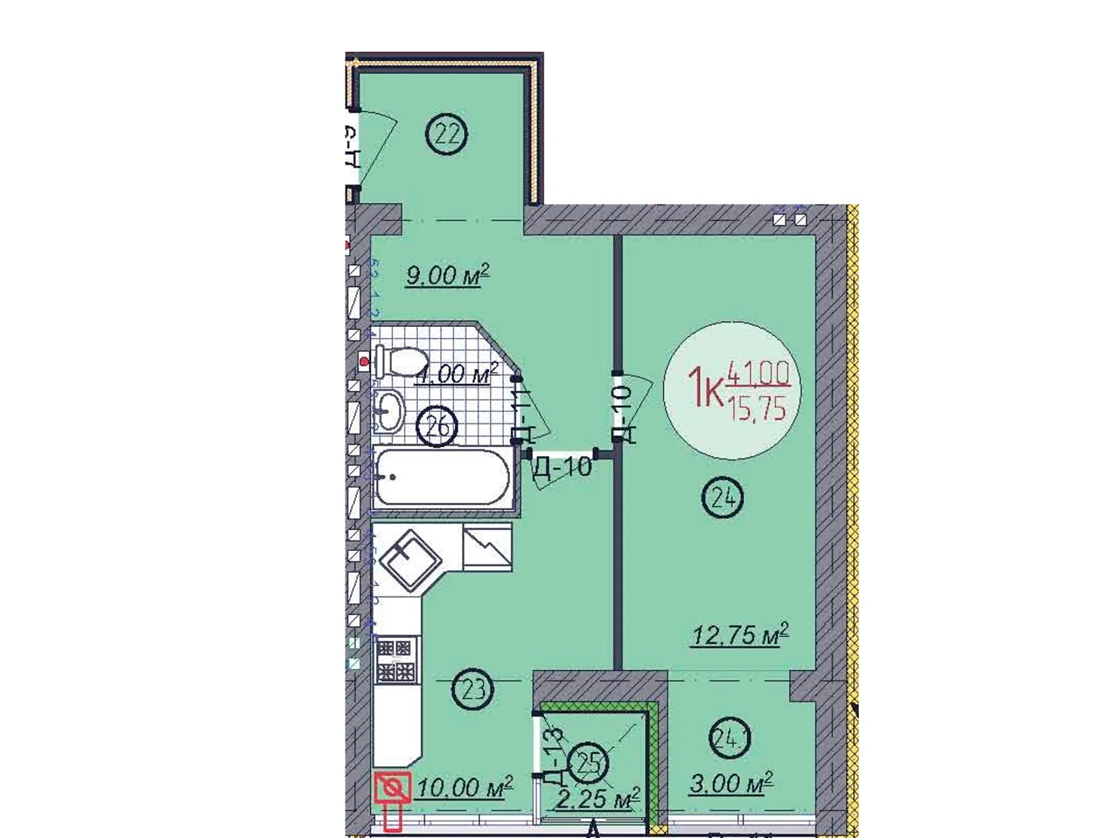 Продается 1-комнатная квартира 41 кв. м в Стрижавке, цена: 32355 $ - фото 1