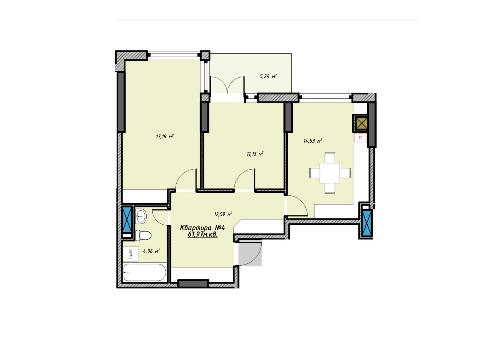 Продается 2-комнатная квартира 61.7 кв. м в Ивано-Франковске - фото 1