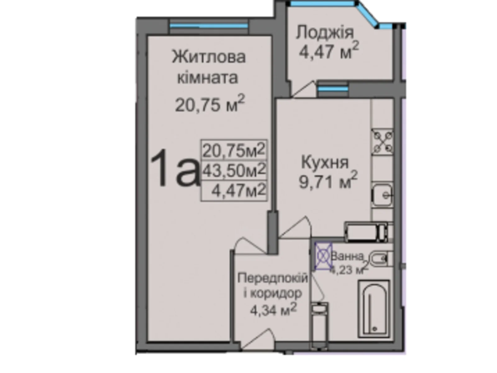 Продается 1-комнатная квартира 44.3 кв. м в Черкассах, ул. Тараскова, 5 - фото 1
