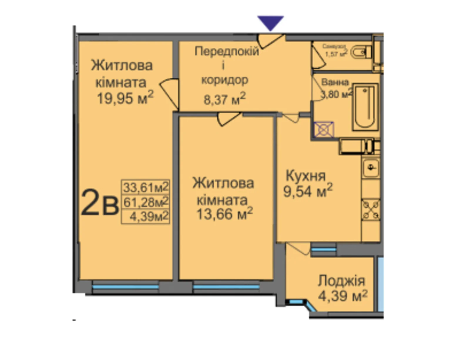 Продається 2-кімнатна квартира 62 кв. м у Черкасах, вул. Тараскова, 5 - фото 1