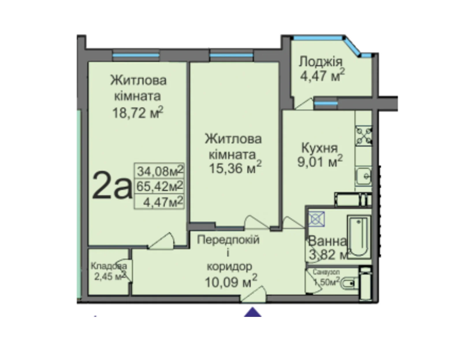 Продается 2-комнатная квартира 67 кв. м в Черкассах - фото 1