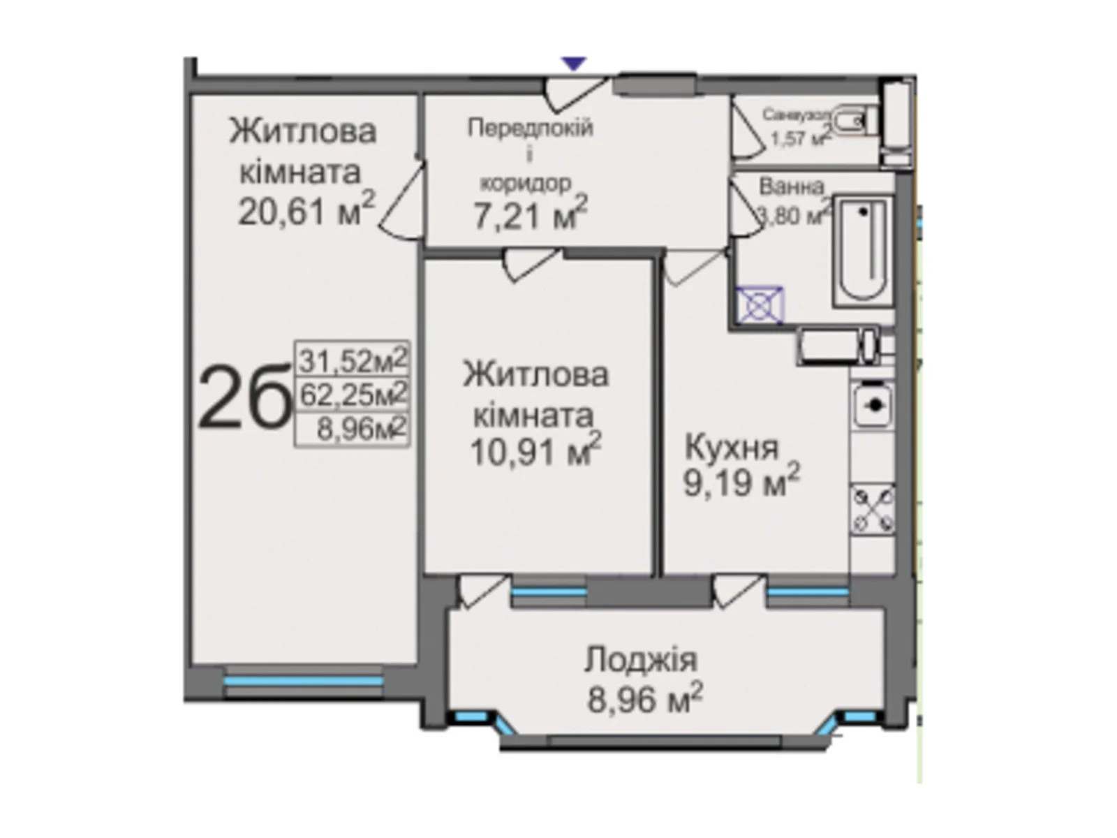 Продається 2-кімнатна квартира 64 кв. м у Черкасах, вул. Тараскова, 5 - фото 1